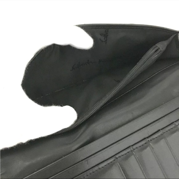 Salvatore Ferragamo Gancini Canvas Leather Long Bifold Wallet - Picture 6 of 8